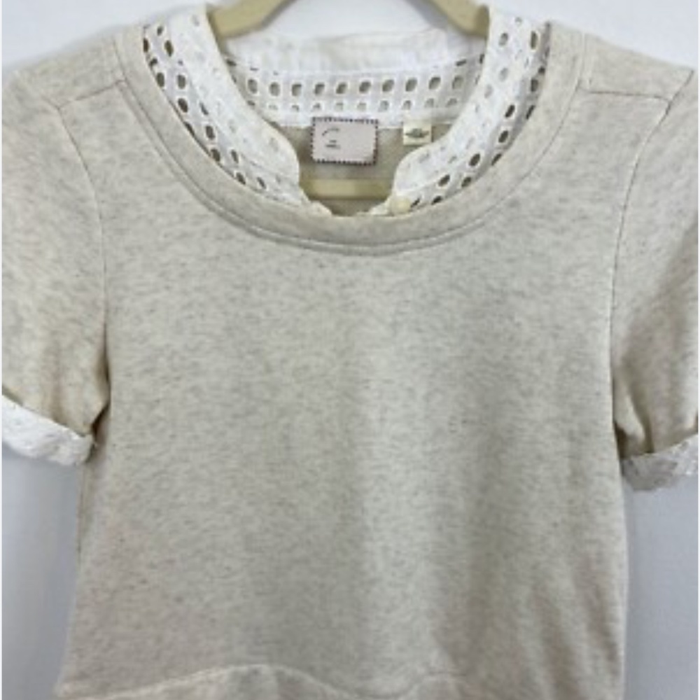 9-H15 StCL (POSTMARK) BY ANTHROPOLOGIE PICNIC EYELET LAYERED TOP - SZ S - EUC